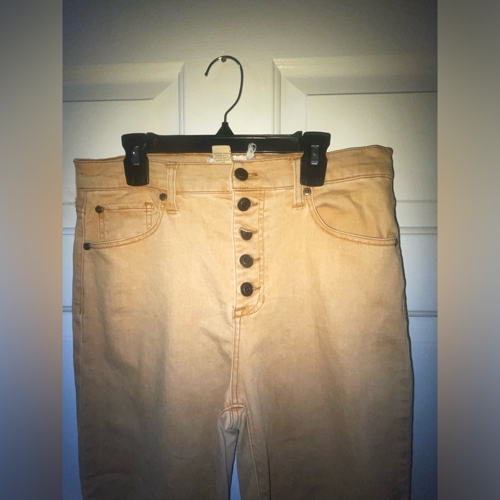 Altar’s State Mustard Yellow Button Fly High Rise Skinny Jean